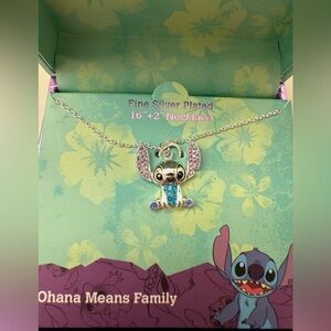 Disney Stitch Silver Plated Necklace with Blue and Purple Accents